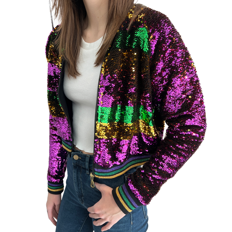 MGC Adult Cropped Sequin Jacket-striped