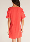 Z Supply V-Neck T-Shirt Dress-coral red