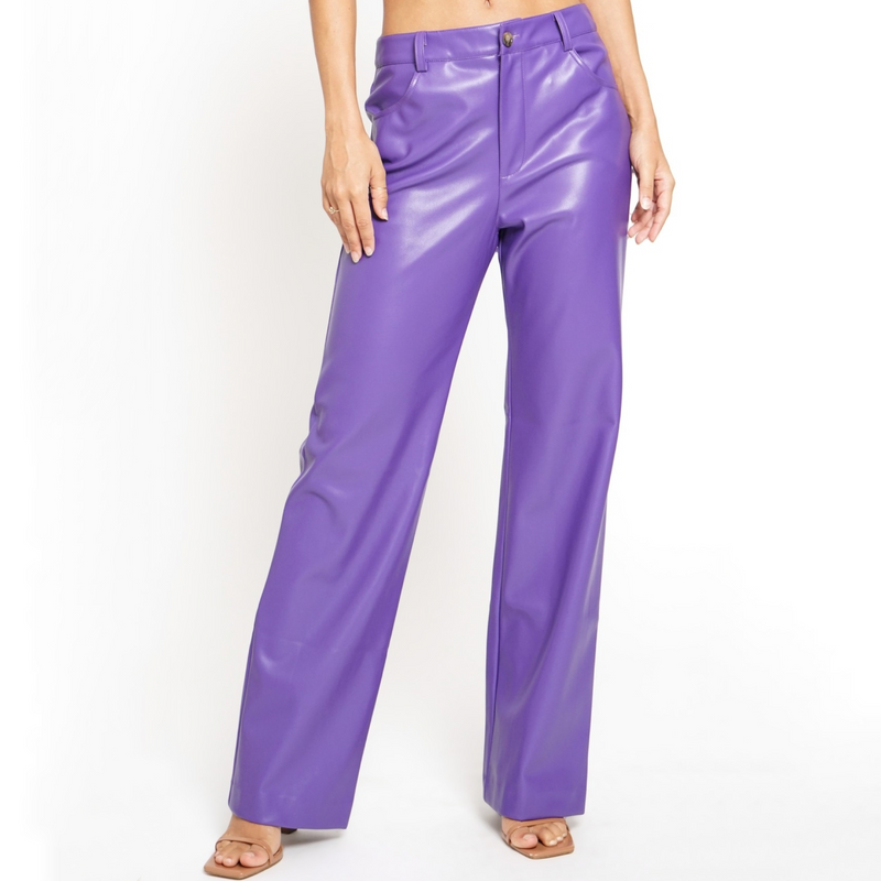 Faux Leather Pants- Purple