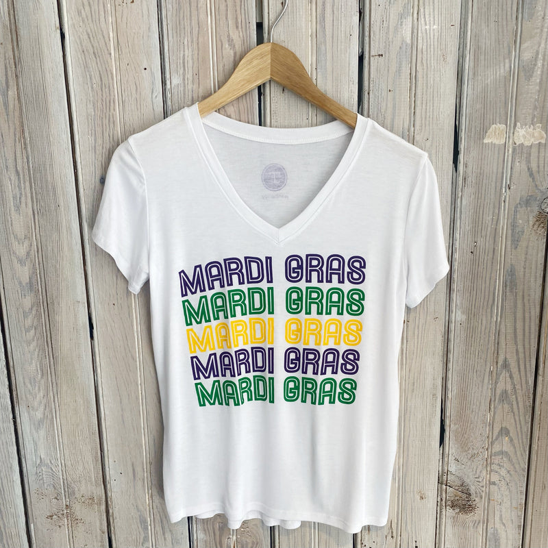 Mardi x 5 V Neck Specialty Tee-white