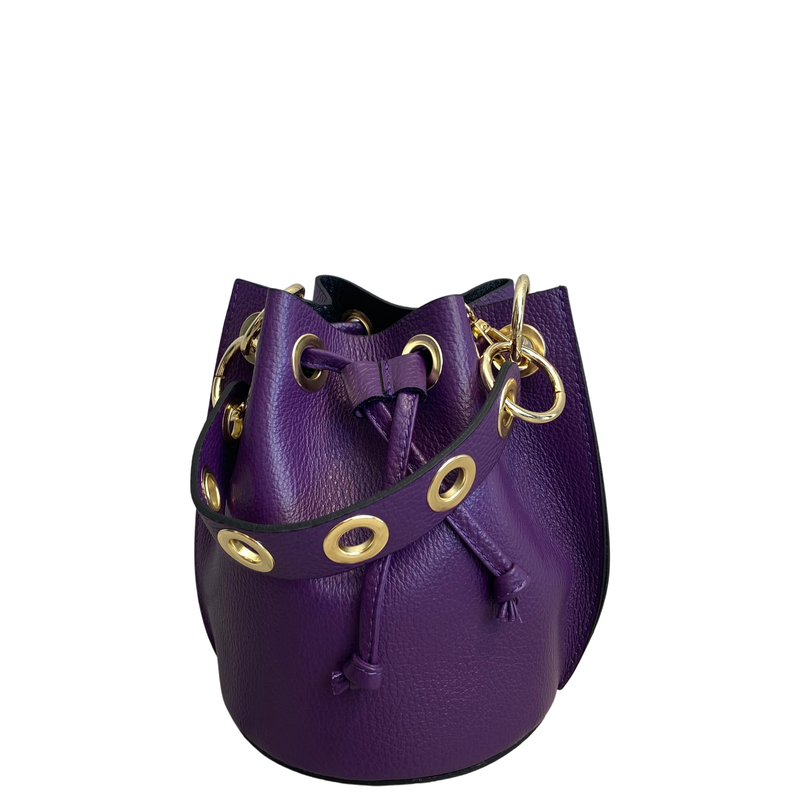 Leather Bucket Bag-purple