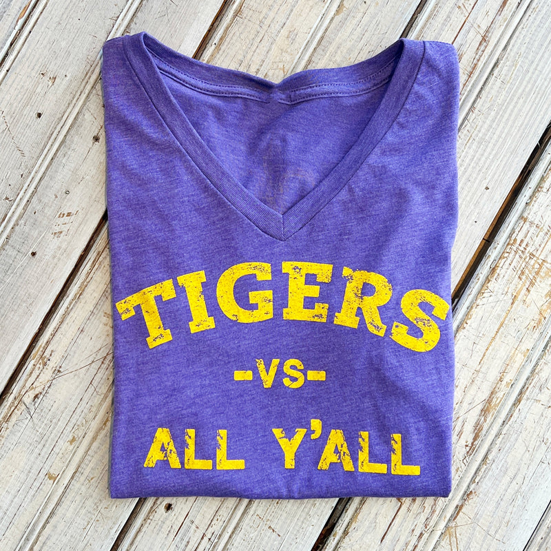 Tigers vs. All Women's VNeck-tri purple