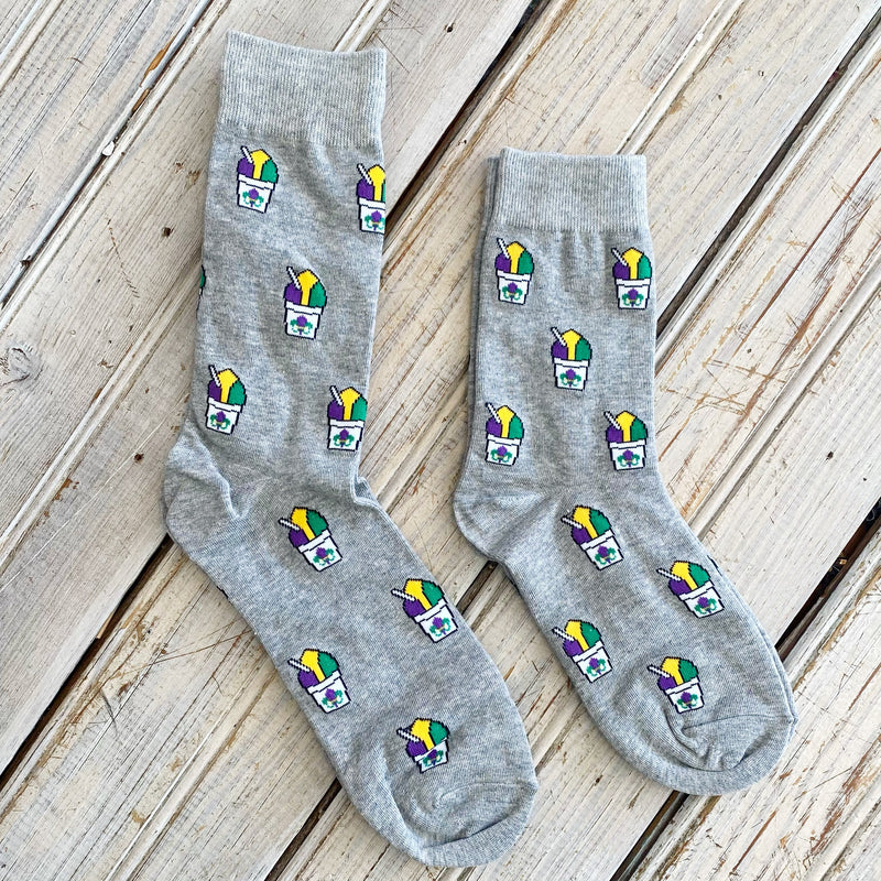 Socks- Mardi Gras Snoballs Grey
