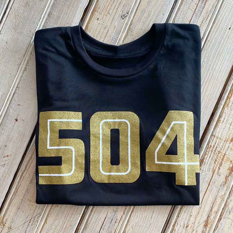 504 Crop Top-black & gold