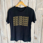 New Orleans x 5 Burnout Crew-black/gold